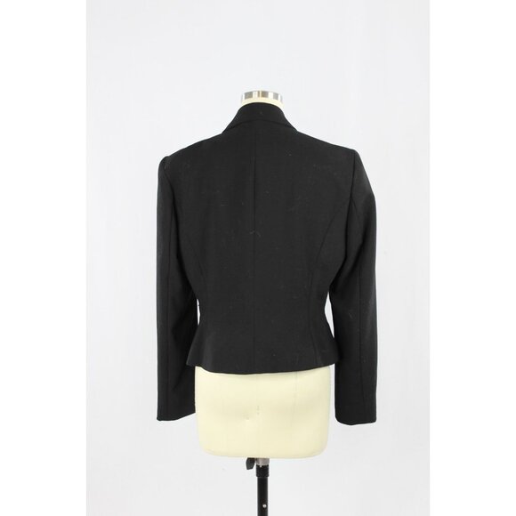 ZARA Black Crepe Oversized Single Breasted Cropped Blazer Suit Jacket, Size L - Picture 3 of 12